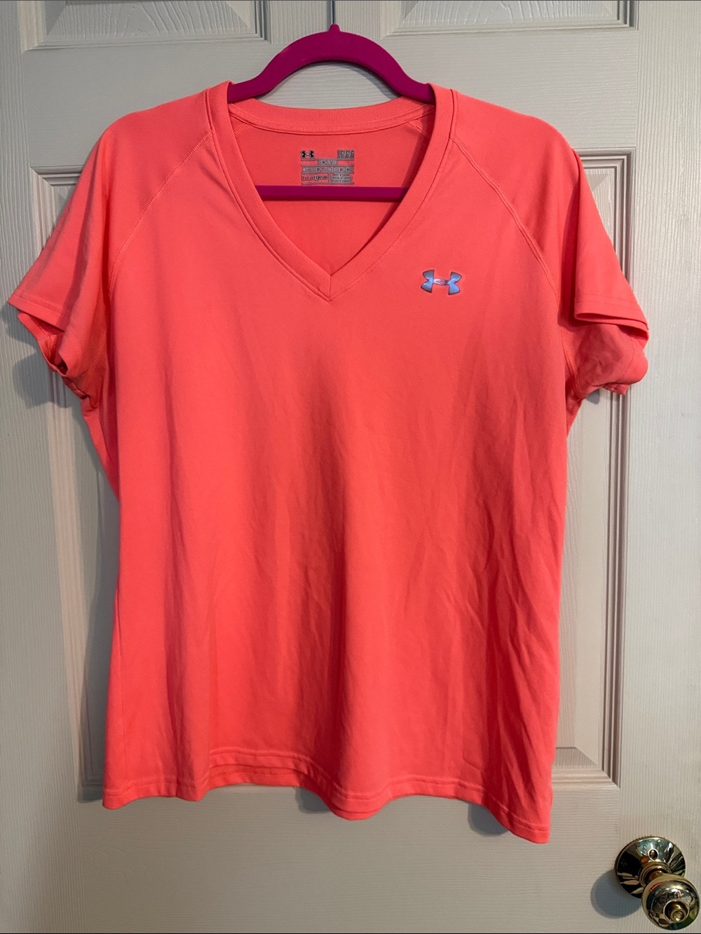 Under Armour Women's Coral-Orange V-Neck Performance Tee